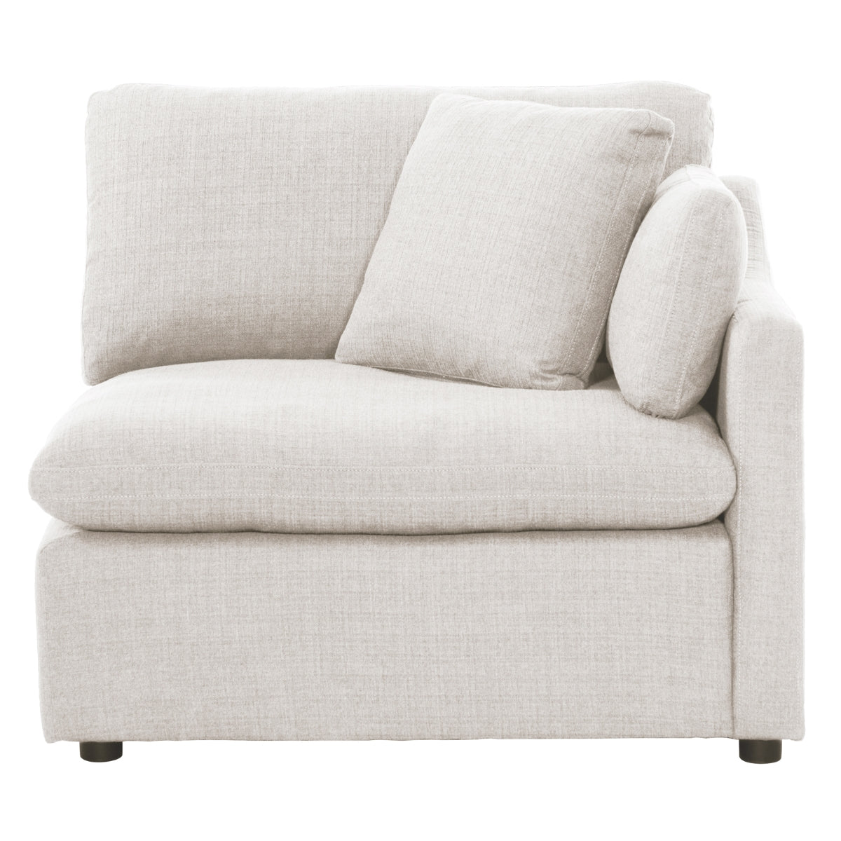 MAZ Howerton Collection 4-seat sectional sofa with right-side armchair, shown from the front, beige fabric, modern design.