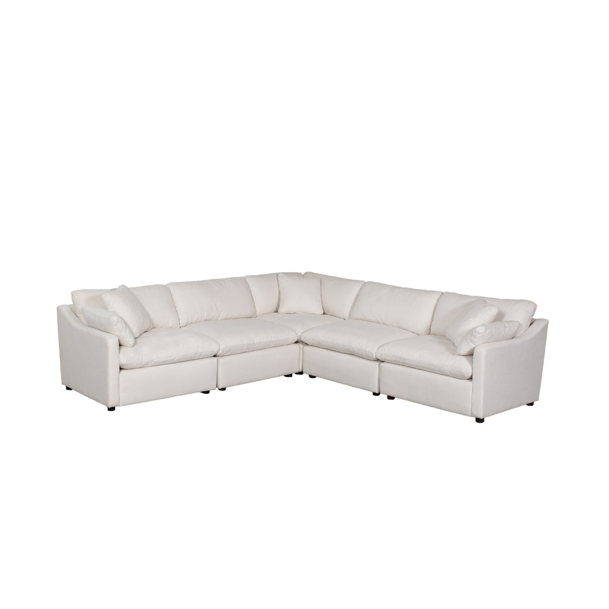 MAZ Howerton Collection 5-piece modular sectional sofa with beige fabric and contemporary design, shown without background.