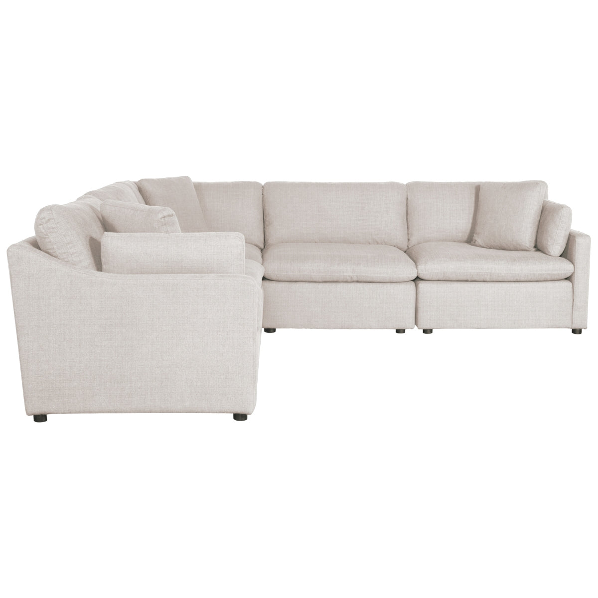 MAZ Howerton Collection 5-piece modular sectional sofa with beige upholstery, shown from front view with no background.