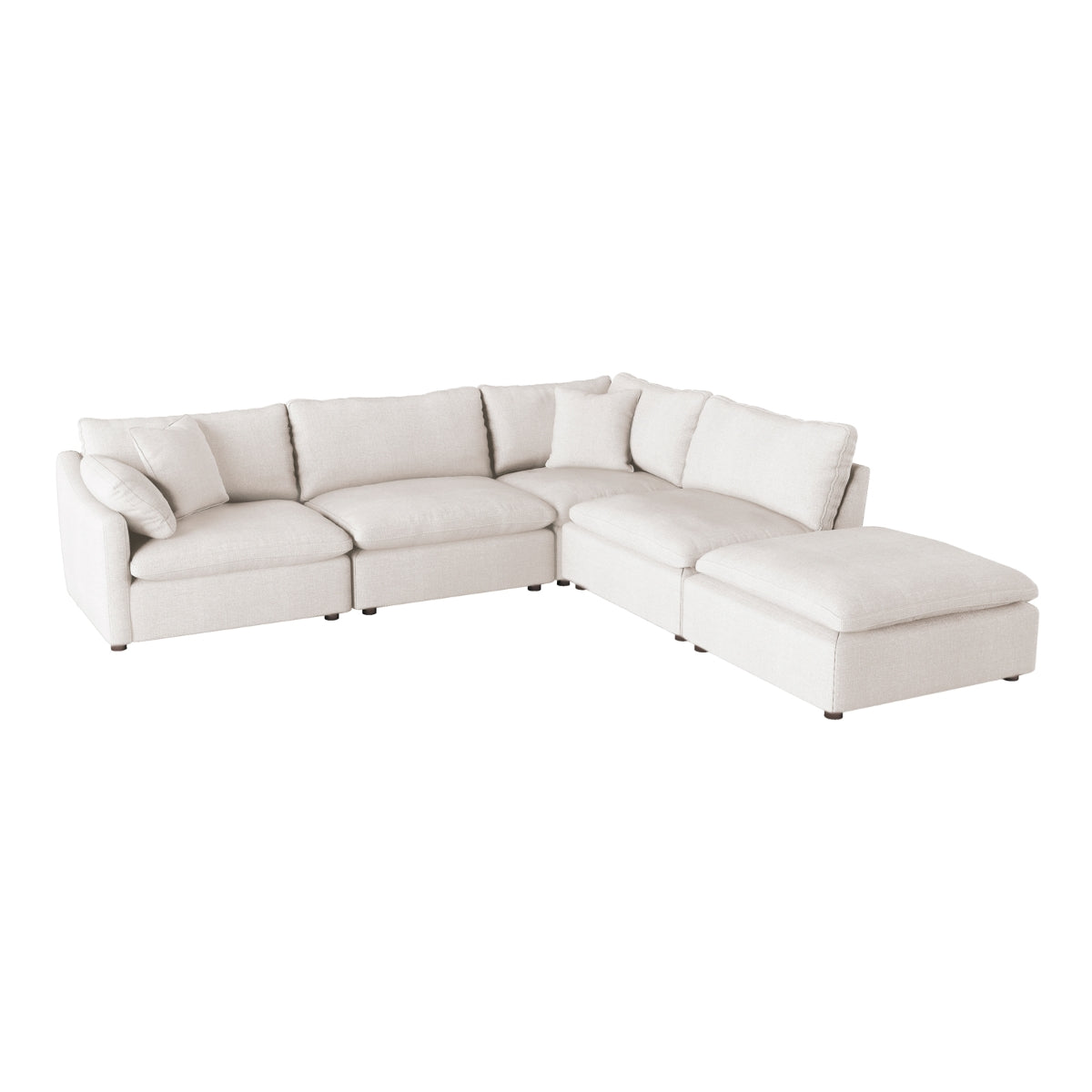 MAZ Howerton Collection 5-piece sectional sofa with matching ottoman and chaise, modern modular design in neutral fabric.