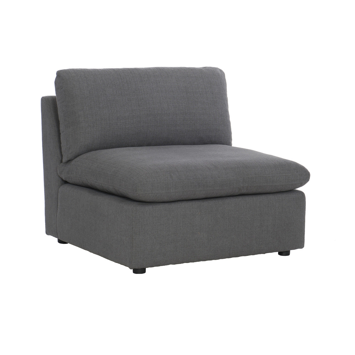 MAZ Howerton Collectional 3-seat sofa in gray fabric, shown from an angled view with plush cushions and modern design.
