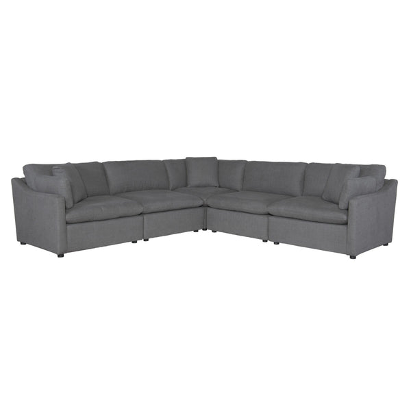 Gray MAZ Howerton Collection 5-piece modular sectional sofa with L-shaped and right-angle components, viewed from an angled side.