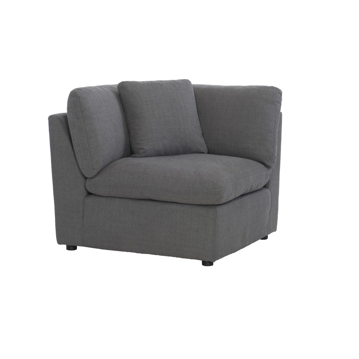 MAZ Howerton Collection 4-seat sectional sofa in gray fabric, shown from an angled view highlighting its modern design.