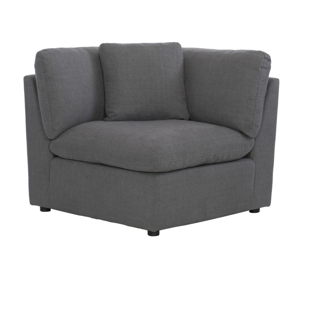 Gray MAZ Howerton Collection 4-seat sectional sofa with plush cushions and modern design, shown in a spacious living room setting.
