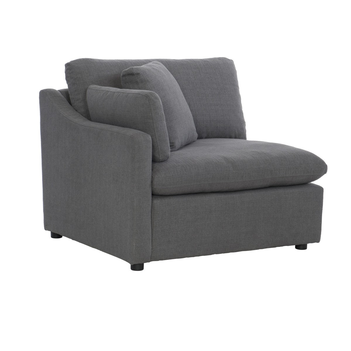 MAZ Howerton Collection 4-seat sectional sofa shown from an angled view with plush gray cushions and modern design.