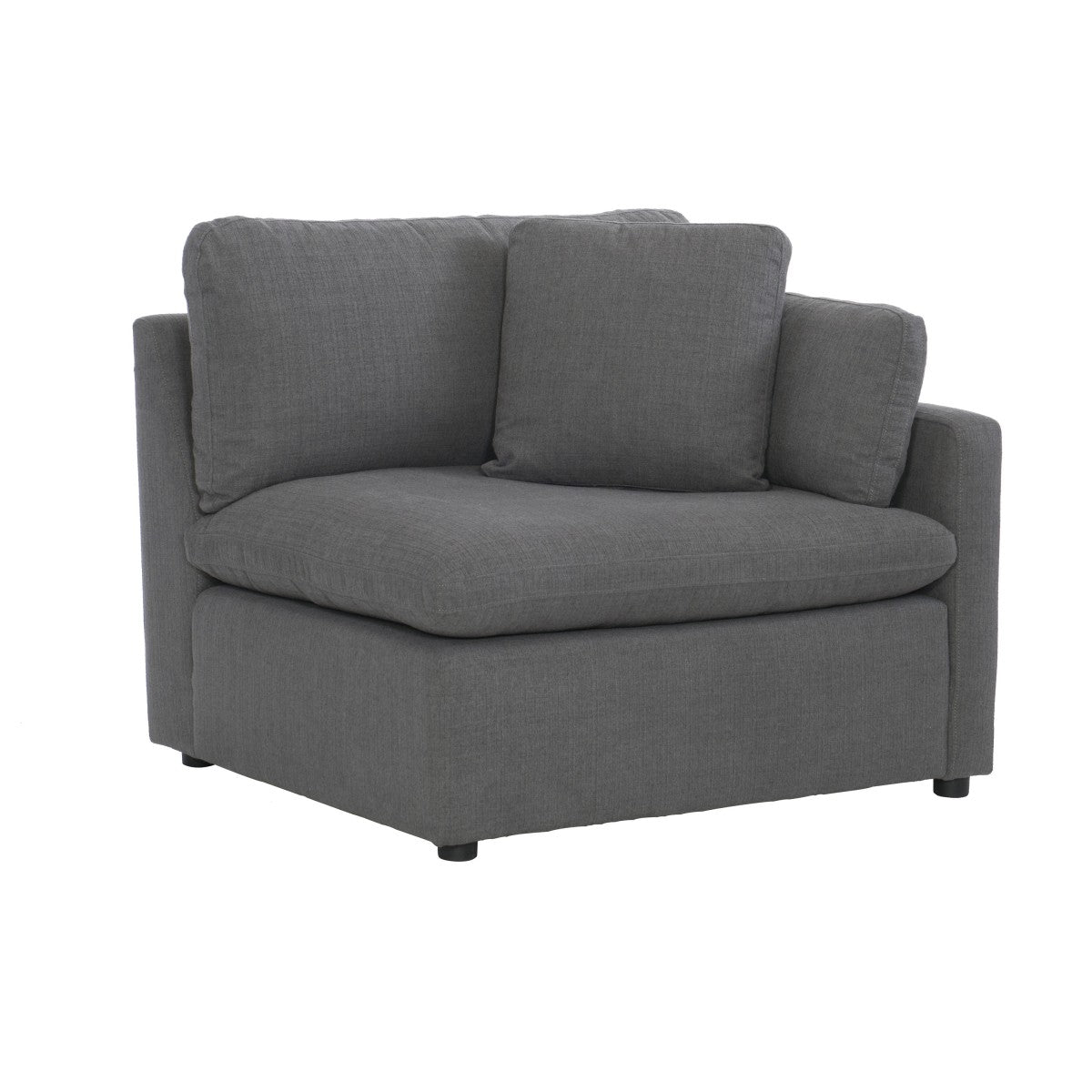 MAZ Howerton Collection 4-seat sectional sofa with plush gray upholstery, shown from an angled view highlighting its modern design.