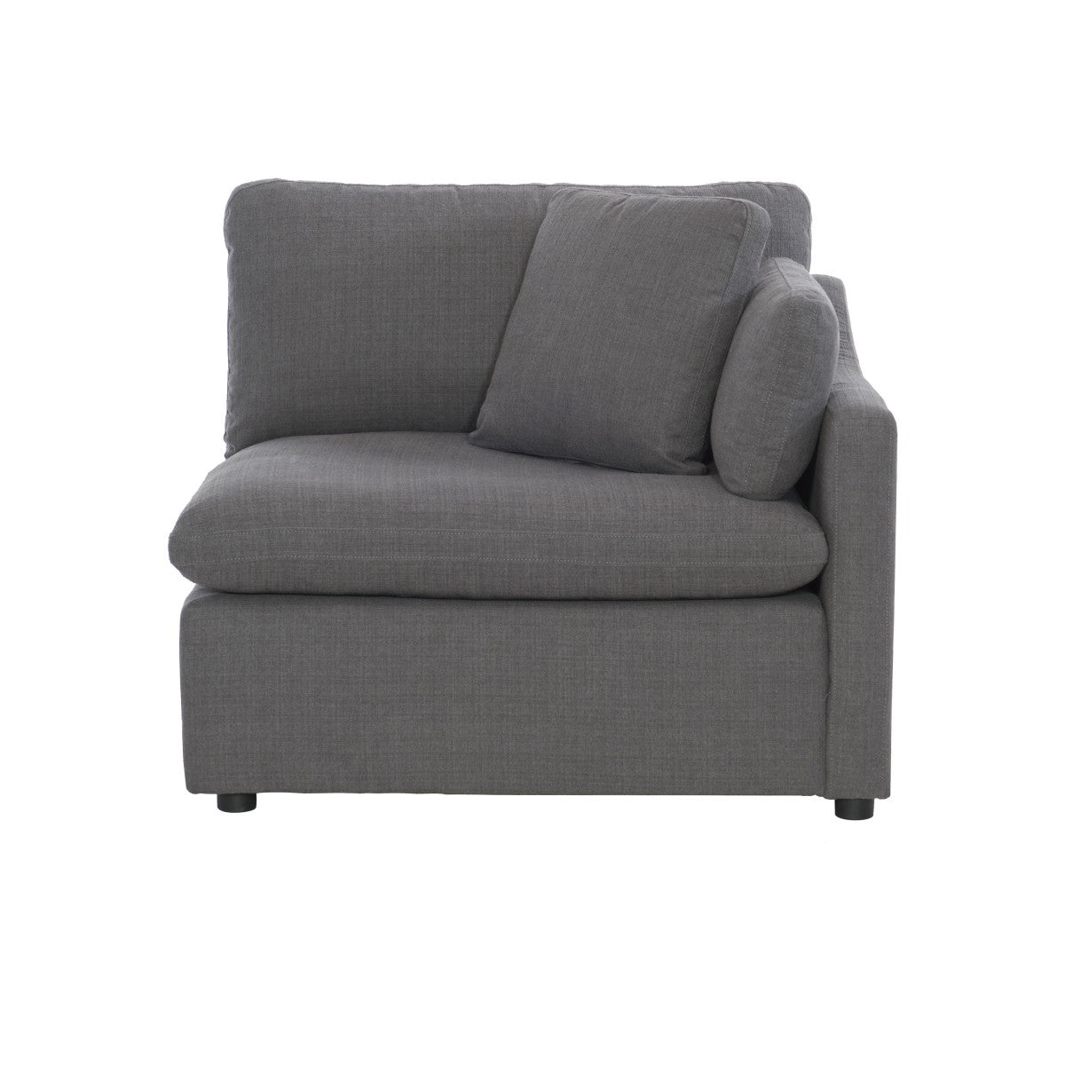 MAZ Howerton Collection 4-seat sectional sofa with gray upholstery and modern design, shown from a front angle.