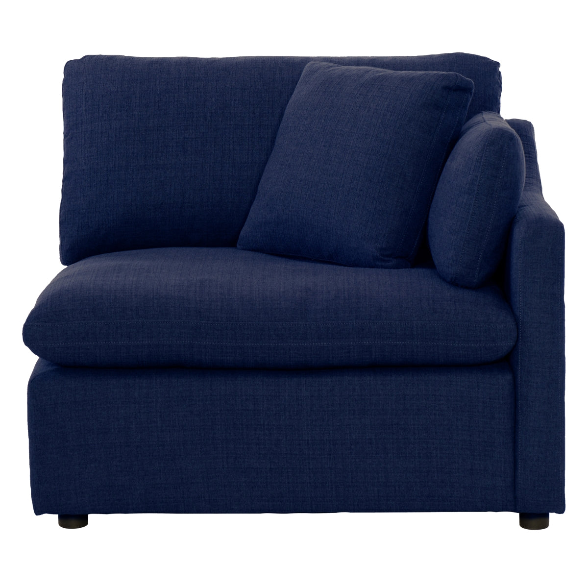 MAZ Howerton Collectional 3-seat sofa with plush fabric, shown from the front with right-side armrest, no background.