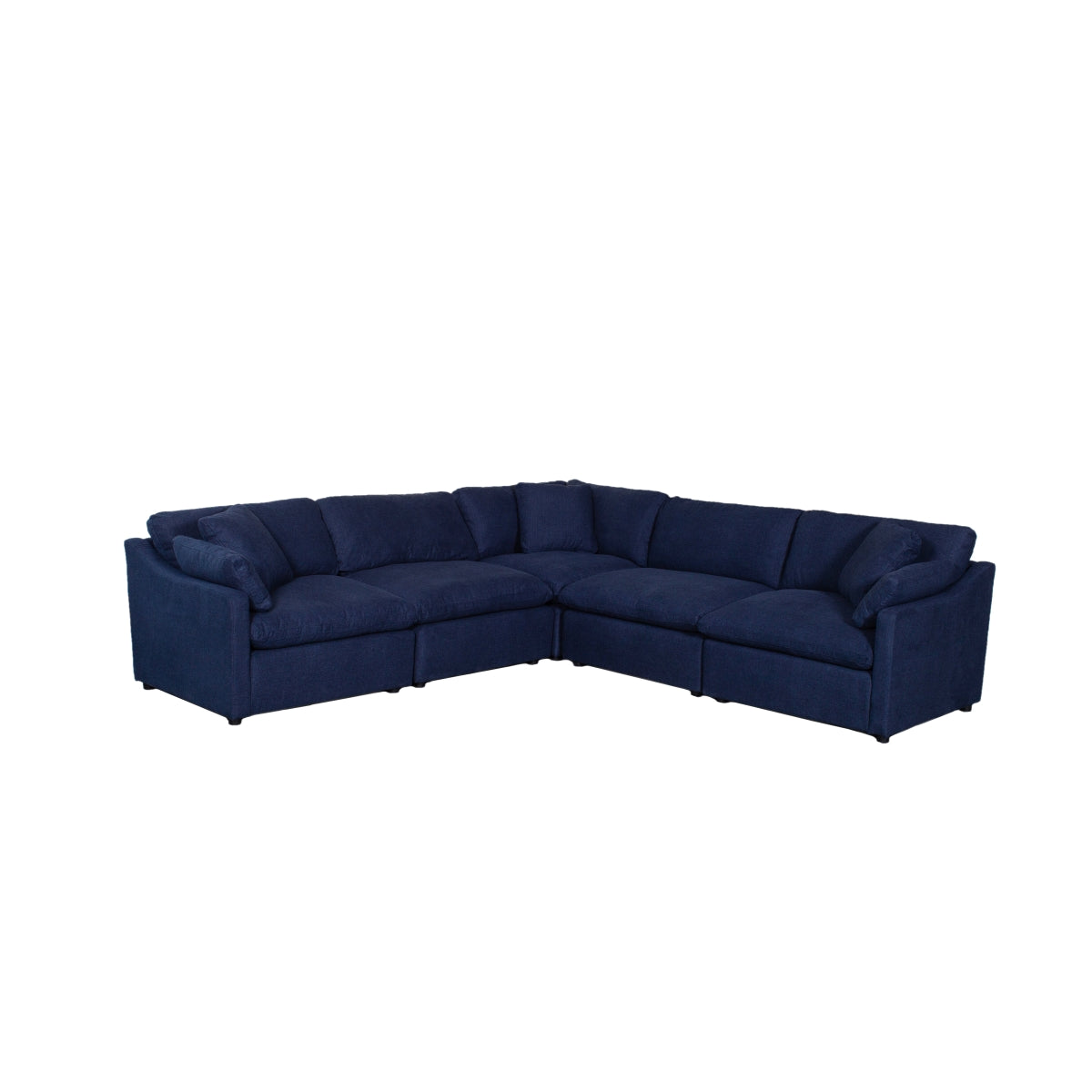 MAZ Howerton Collection 5-piece modular sectional sofa in neutral fabric, shown assembled with multiple seating sections.