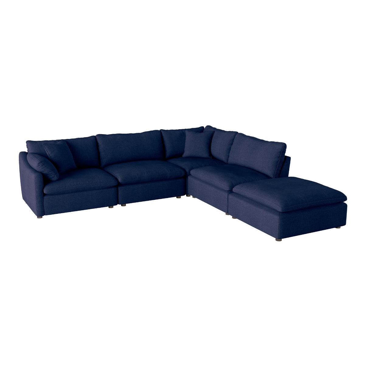MAZ Howerton Collection 5-piece modular sectional sofa with ottoman and chaise, featuring neutral fabric and modern design.