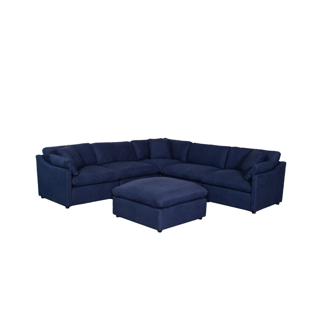 MAZ Howerton Collection 6-piece modular sectional sofa with matching ottoman, featuring plush cushions and modern design.