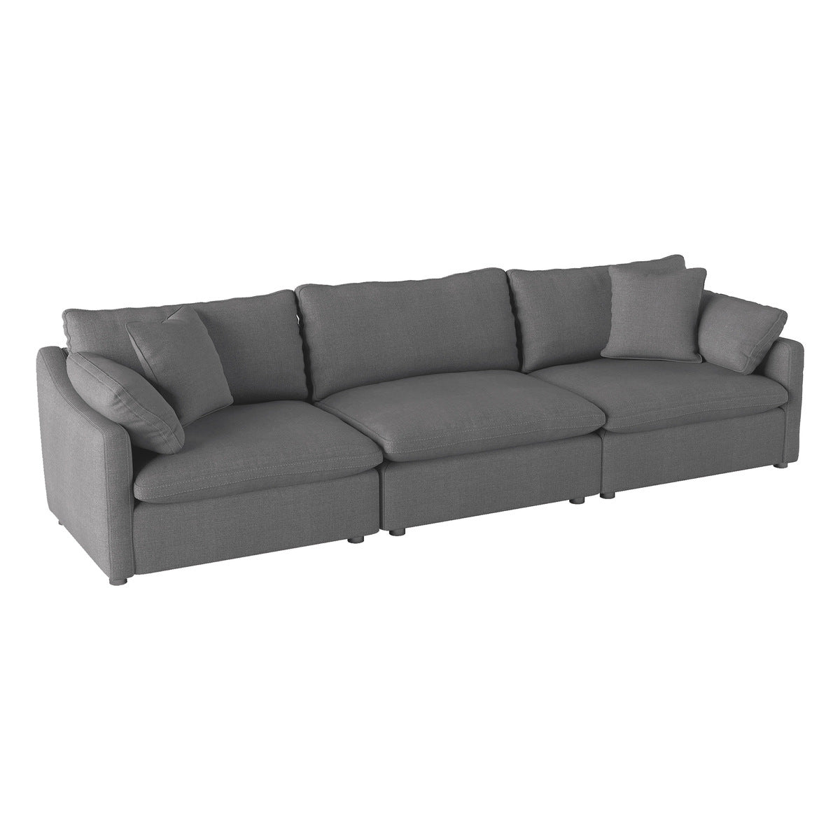 Three-seat MAZ Howerton Collectional sofa with light beige upholstery and modern design, shown from a side angle.