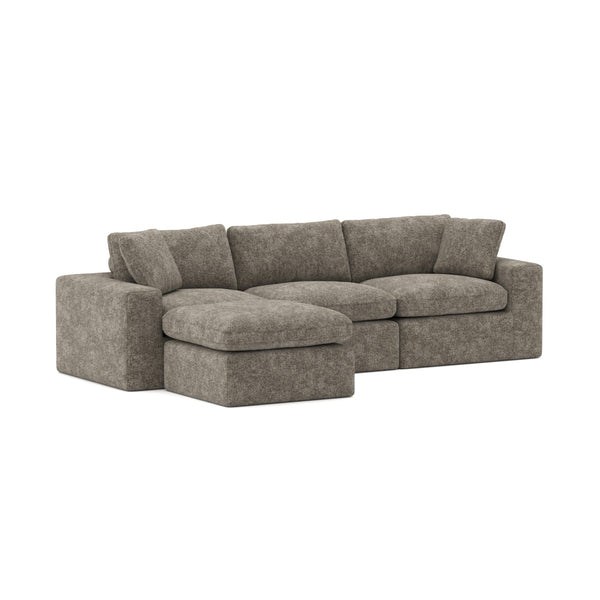 Brown Brassex compression sectional sofa with plush cushions and modern design, perfect for living room seating.