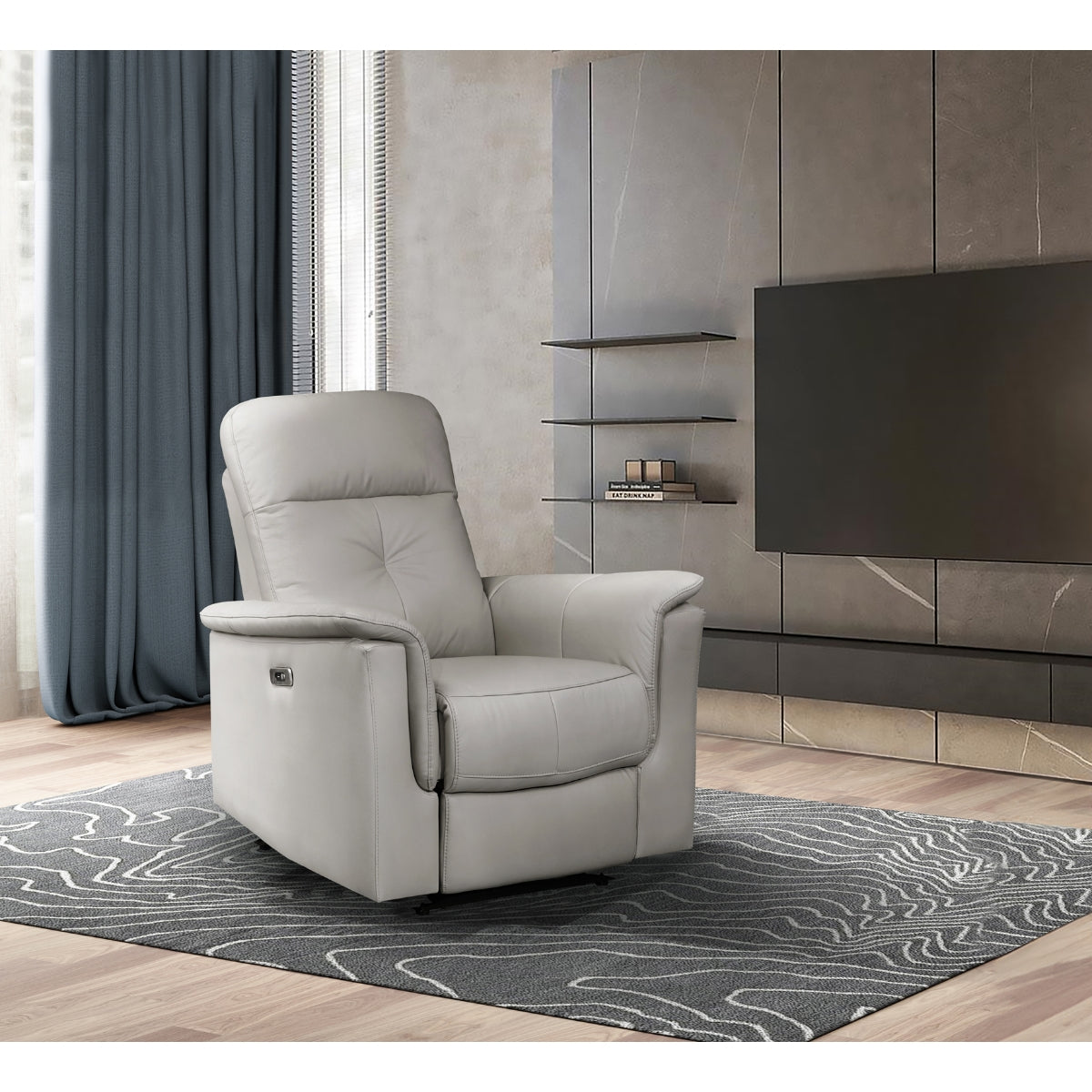 Bristow Leather Power Glider Reclining Chair Silver