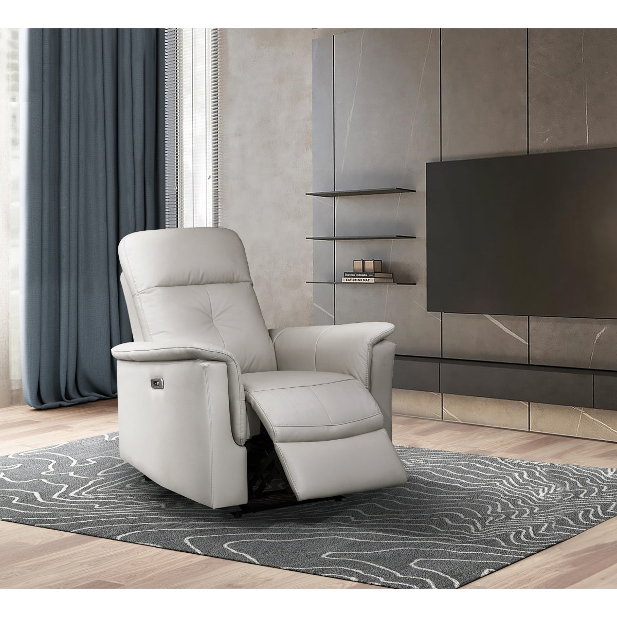 Bristow Leather Power Glider Reclining Chair Silver