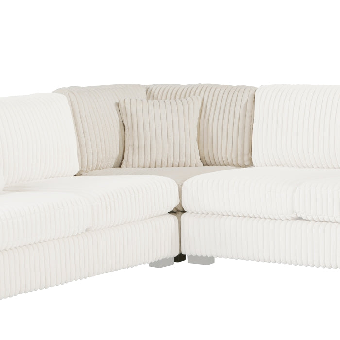 MAZ Warwick 3-piece beige sectional sofa with plush cushions and modern design, shown from the front.