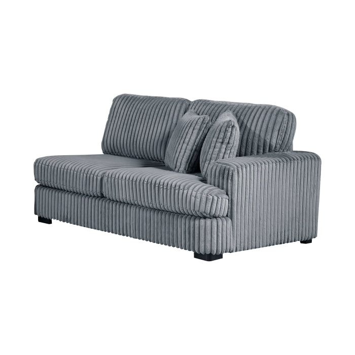 MAZ Warwick 3-piece grey sectional sofa with modern design, featuring plush cushions and wide armrests for comfortable seating.