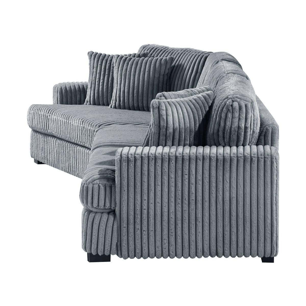 MAZ Warwick Collection 2-piece sectional sofa with left cuddler in gray fabric, featuring plush cushions and modern design.