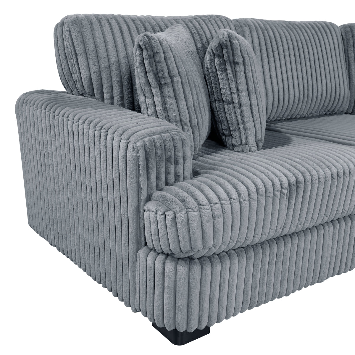 MAZ Warwick Collection 2-piece sectional sofa with left cuddler, featuring plush gray upholstery and modern design.
