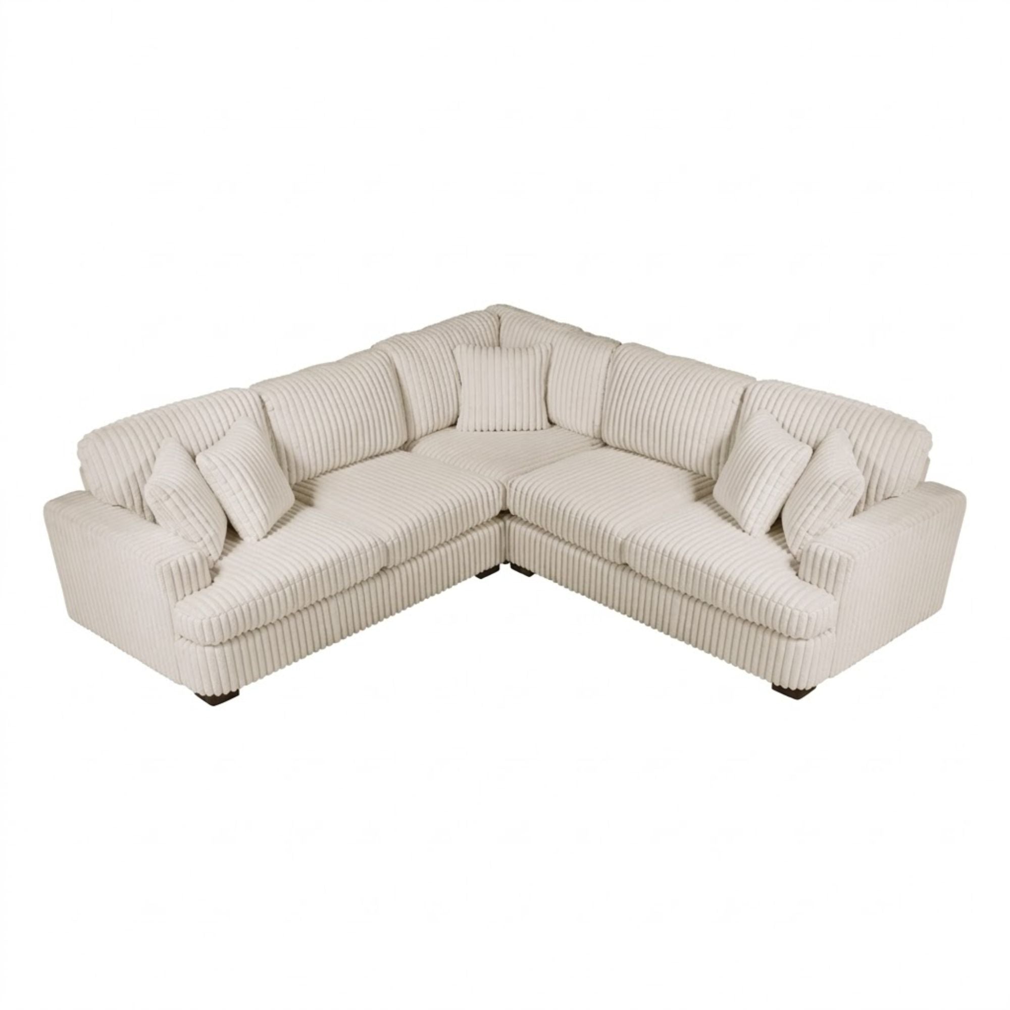 Maz Warwick 3-piece beige sectional sofa with plush cushions and modern design, perfect for contemporary living rooms.