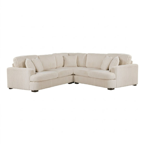 MAZ Warwick 3-piece beige sectional sofa with plush cushions and modern design, perfect for living room comfort and style.