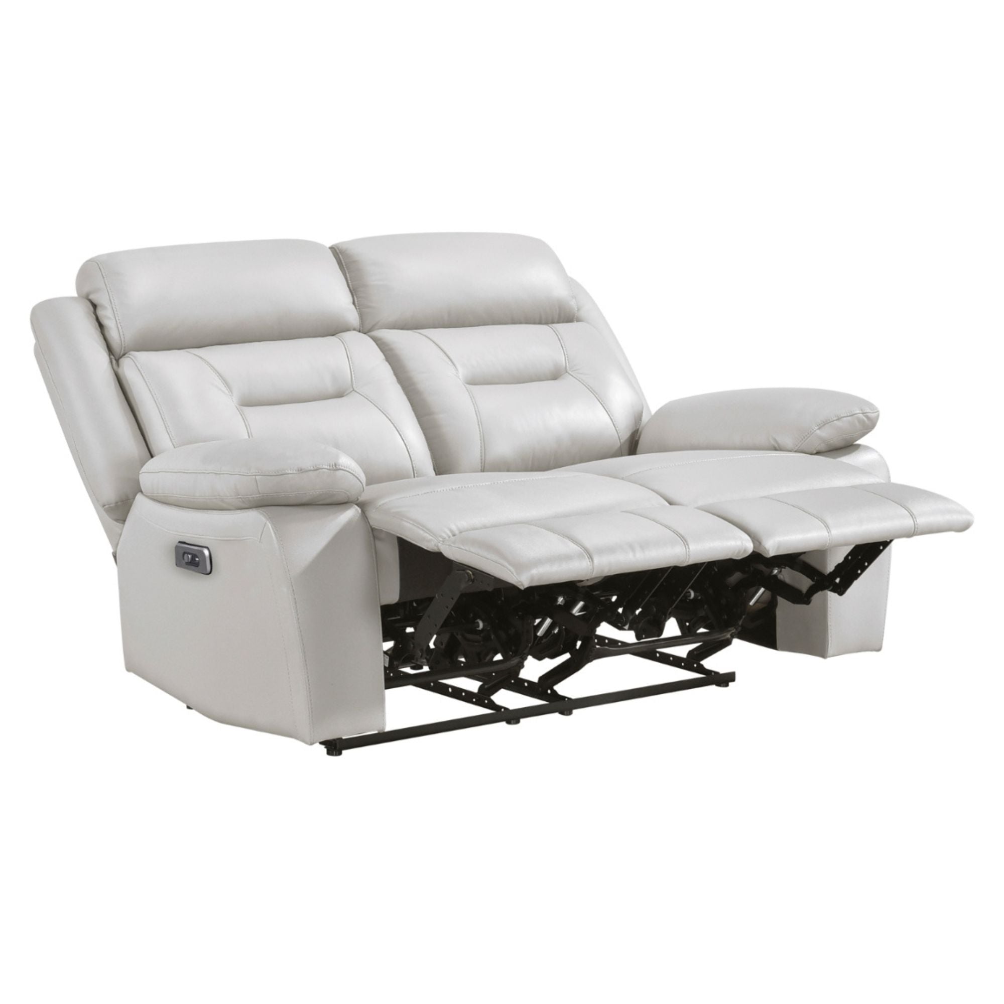 MAZ Laconia Collection power reclining sofa set in off-white fabric, showcasing plush cushions and modern design.