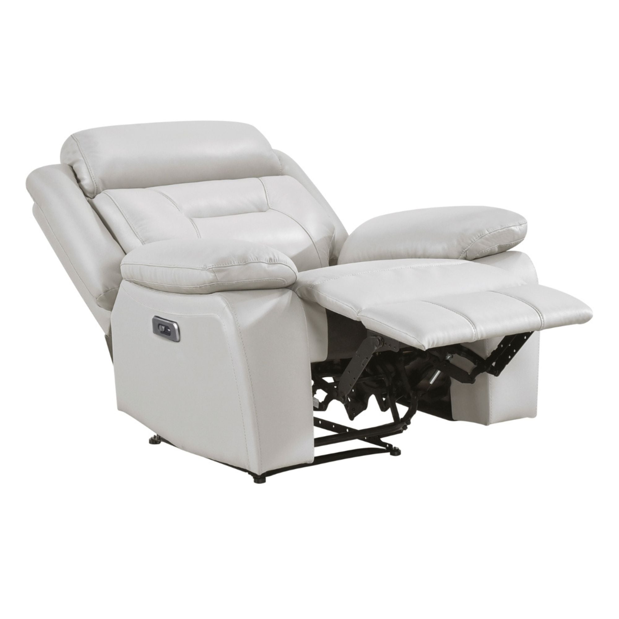 MAZ Laconia Collection power reclining sofa set in off-white with built-in console, showcasing plush cushions and modern design.