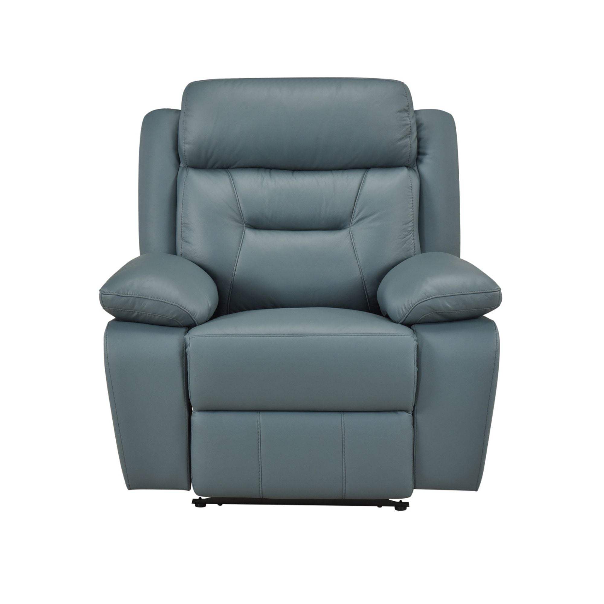Blue-grey MAZ Laconia Collection power reclining sofa set with plush cushions and sleek design, perfect for modern living rooms.