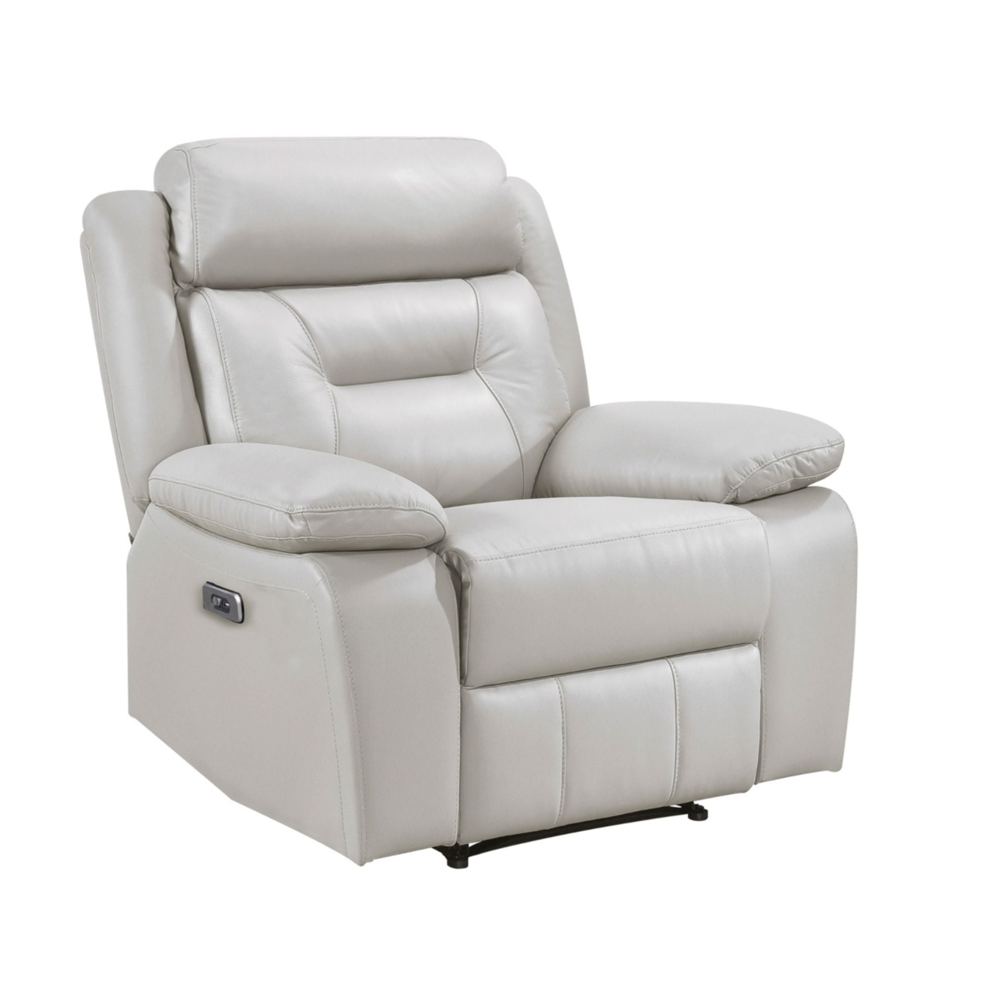 MAZ Laconia Collection power reclining sofa set in off-white with built-in console, showcasing plush cushions and modern design.