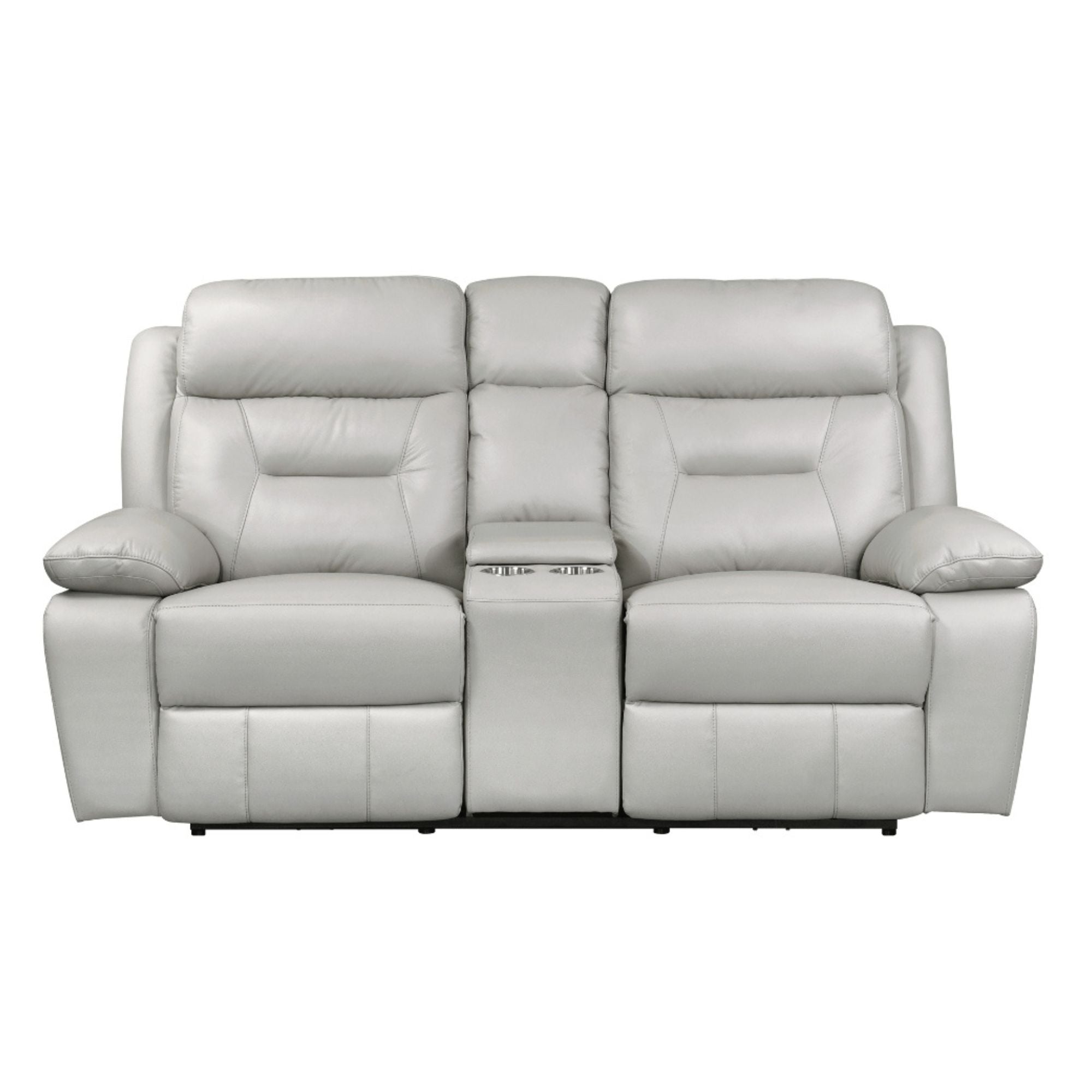 MAZ Laconia Collection power reclining sofa set in off-white with built-in console, showcasing plush cushions and modern design.