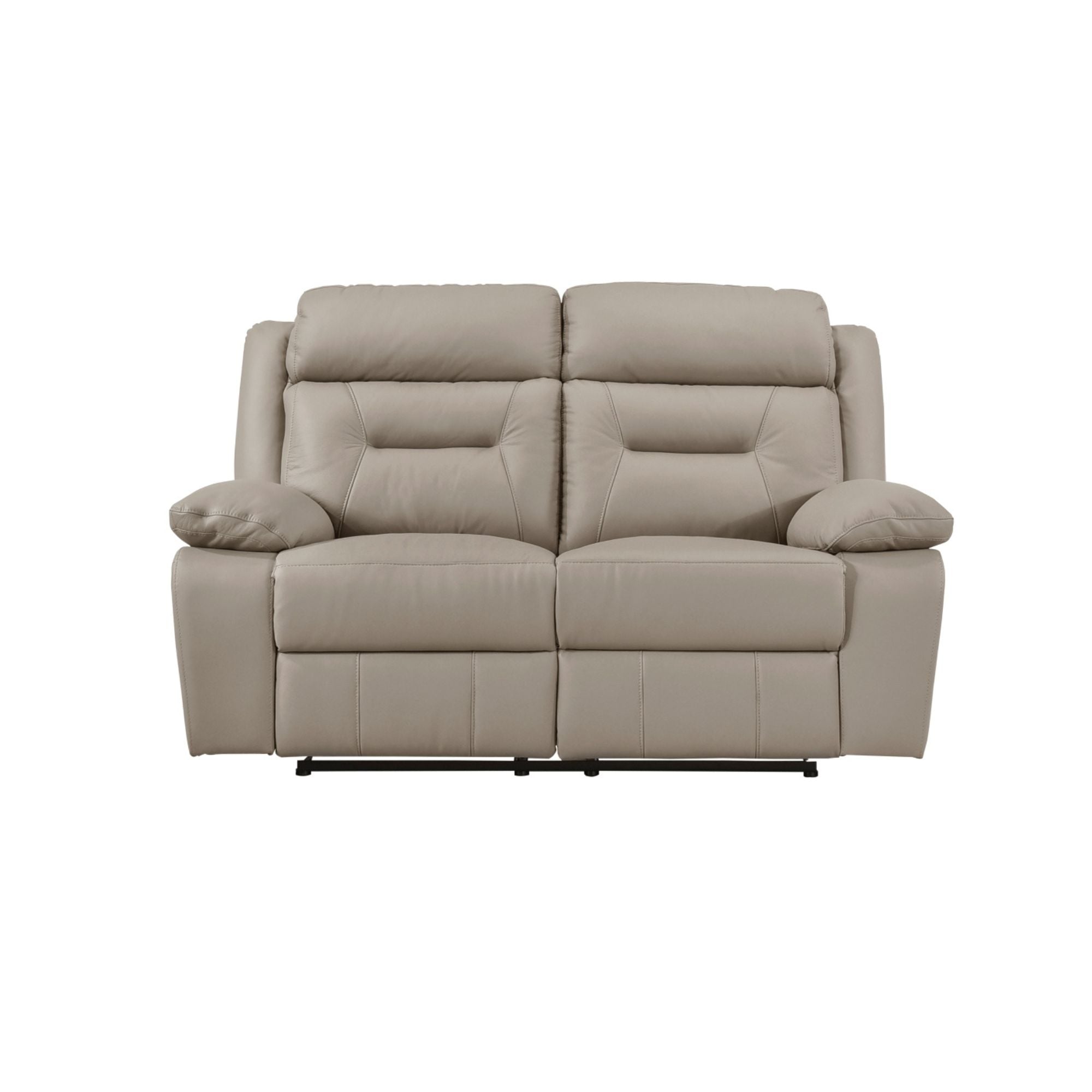 MAZ Laconia Collection 3-piece taupe leather power reclining sofa set with plush cushions and modern design.