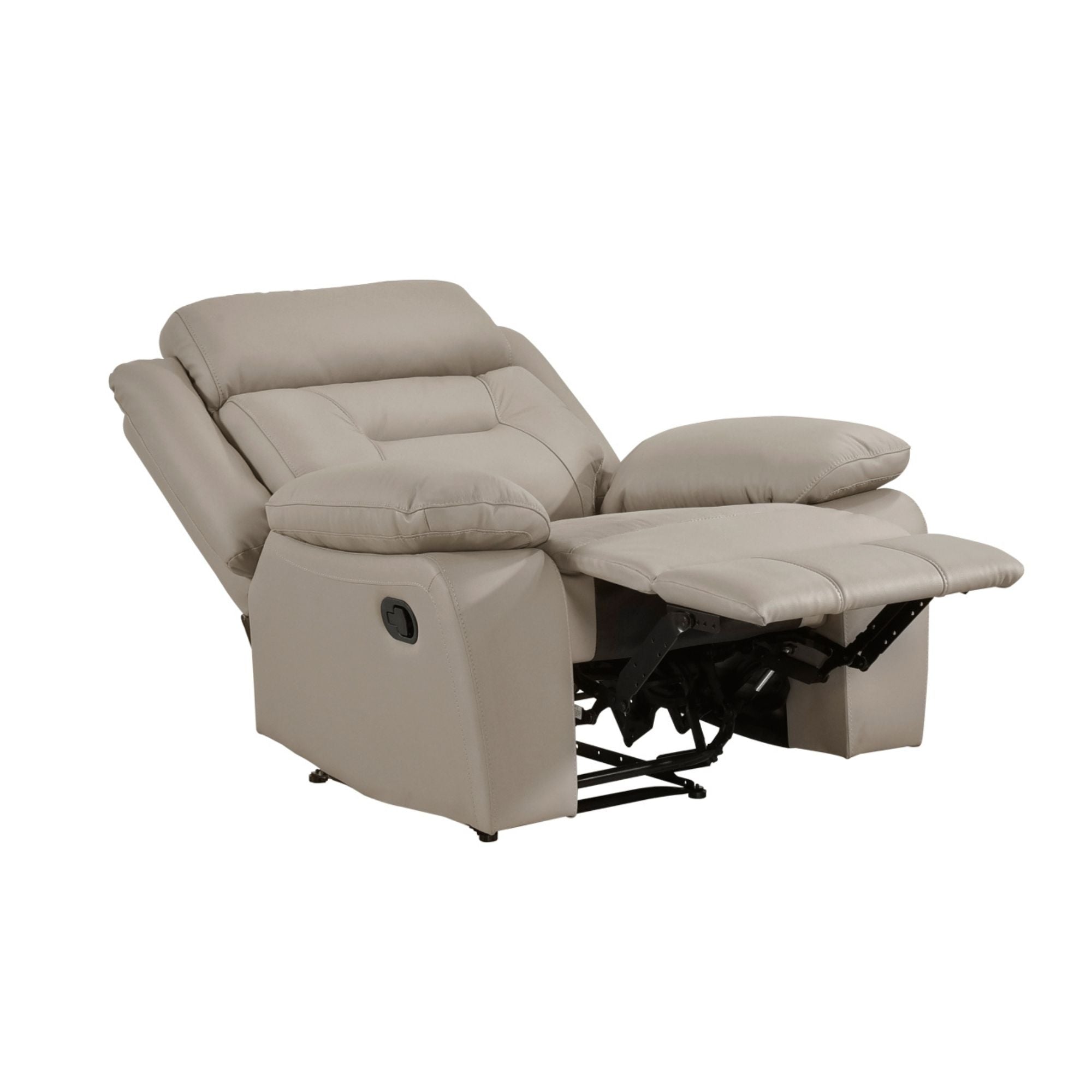 MAZ Laconia Collection 3-piece taupe leather power reclining sofa set with plush cushions and modern design.