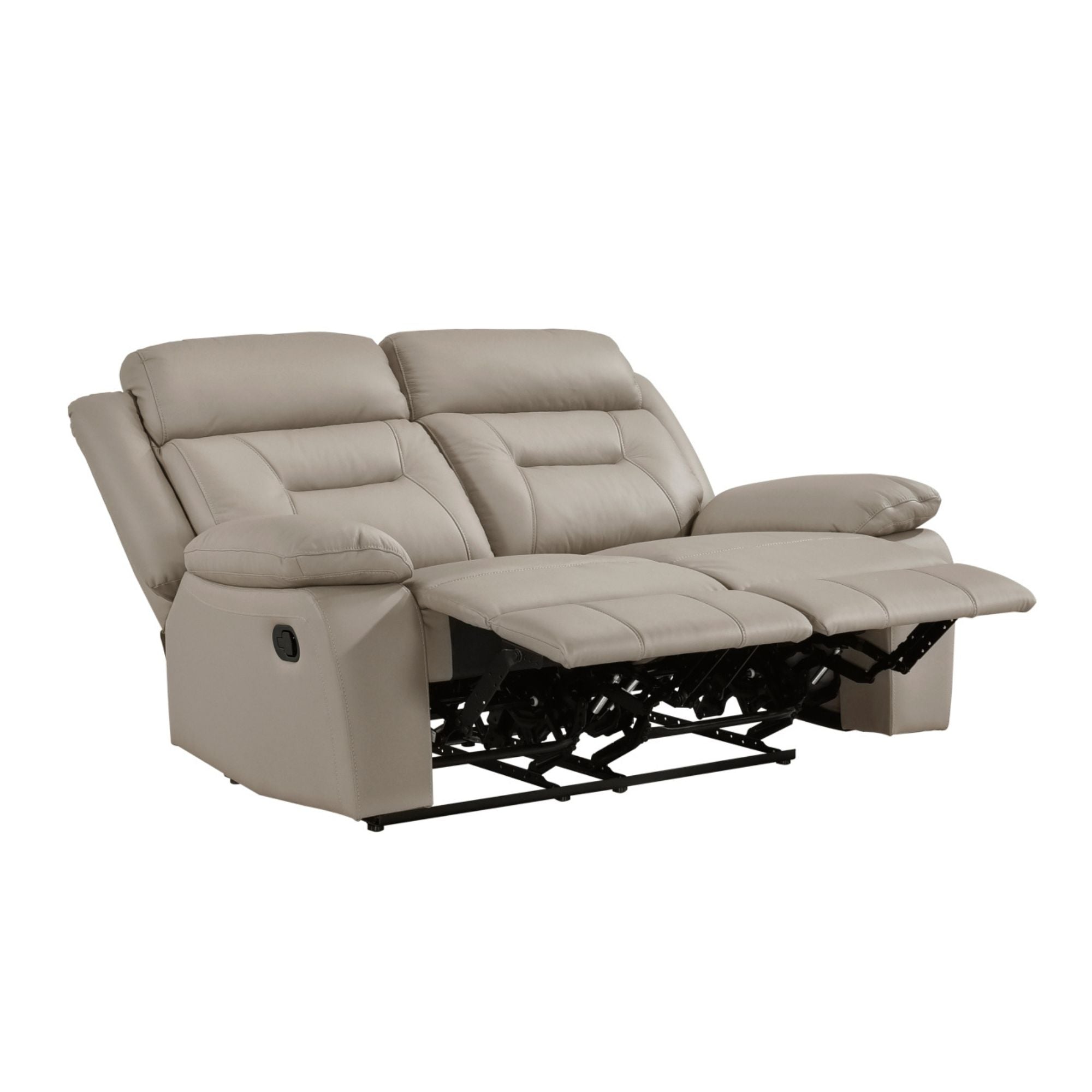 MAZ Laconia Collection 3-piece taupe leather power reclining sofa set with plush cushions and modern design.
