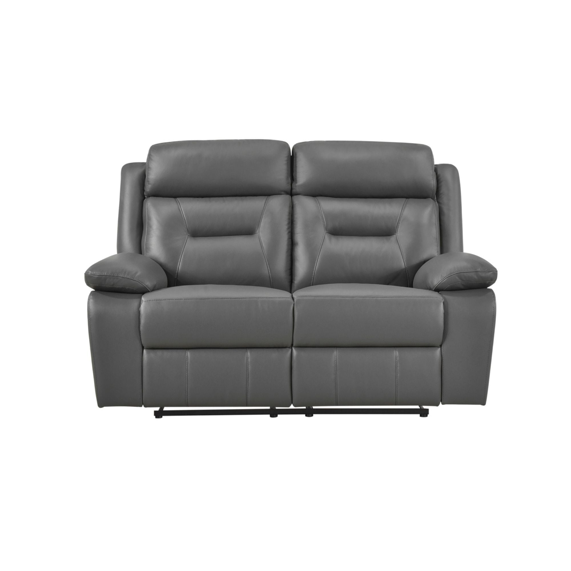 Gray MAZ Laconia Collection 3-piece leather power reclining sofa set with plush cushions and modern design.