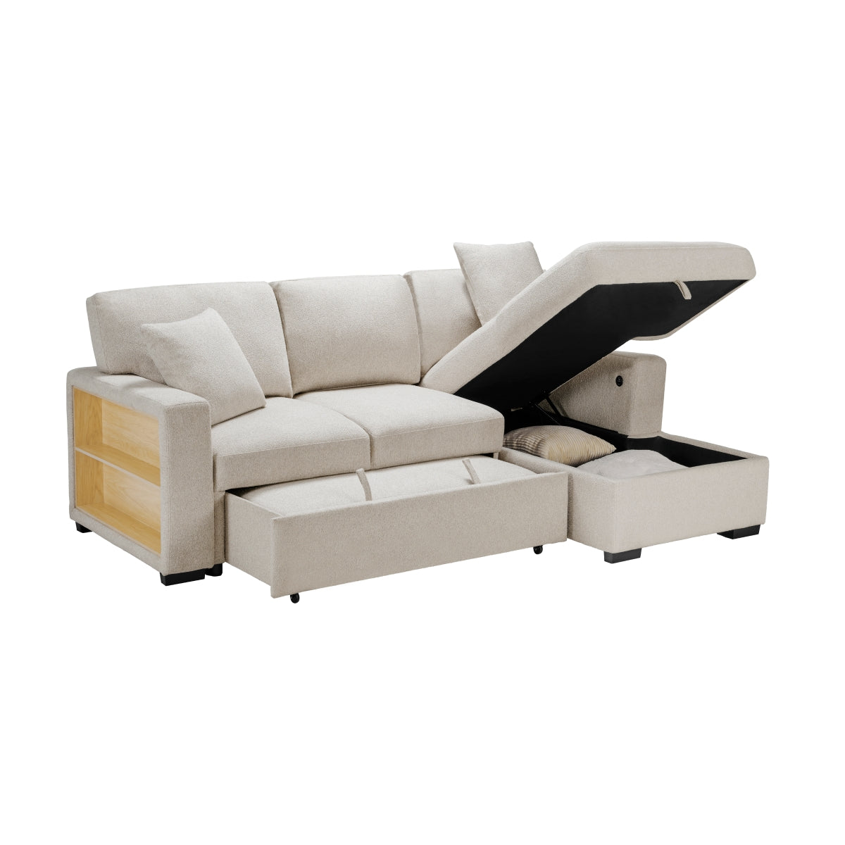Pompano Collection Sectional Sleeper in Beige | CastleUp Experience Centre Online Furniture