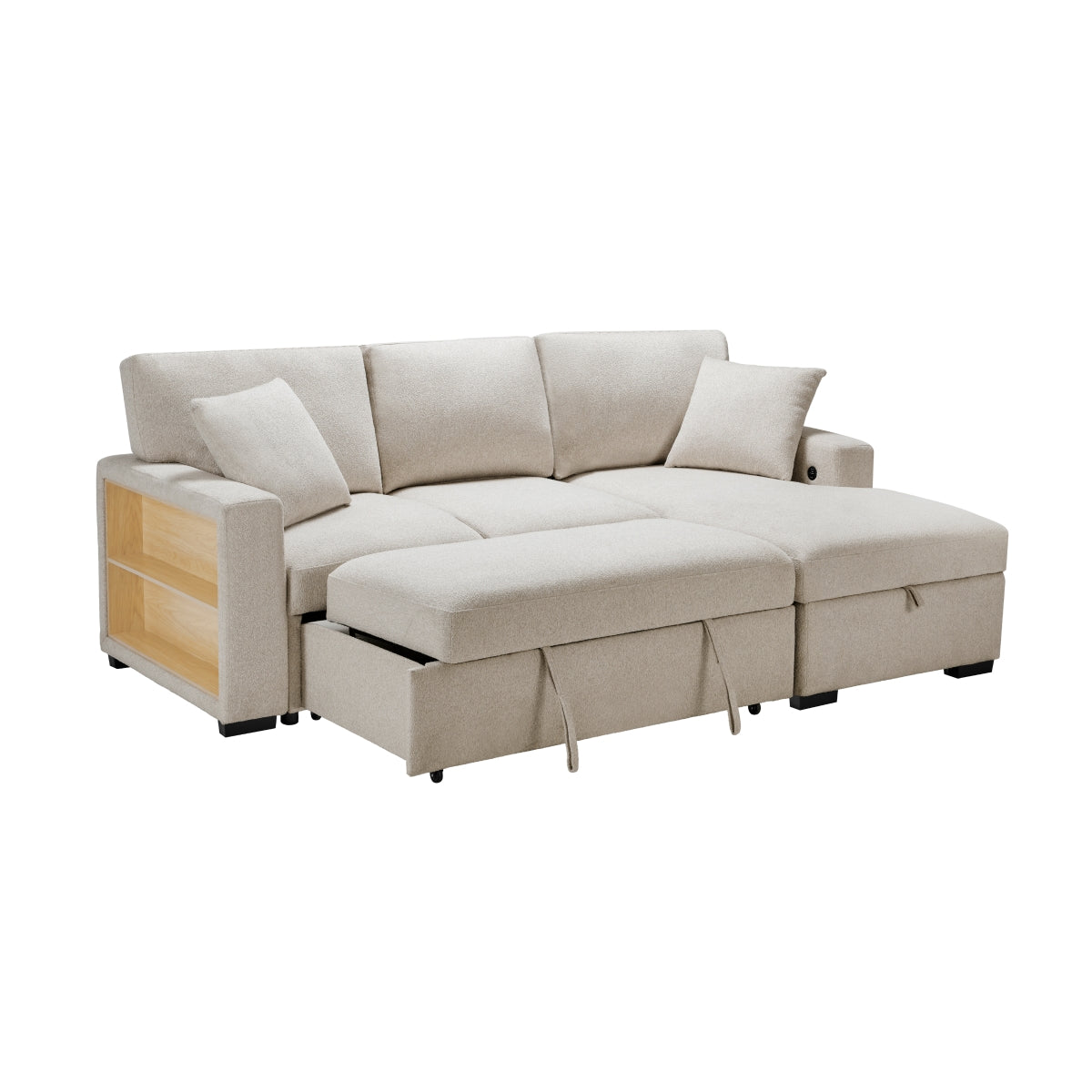 Pompano Collection Sectional Sleeper in Beige | CastleUp Experience Centre Online Furniture