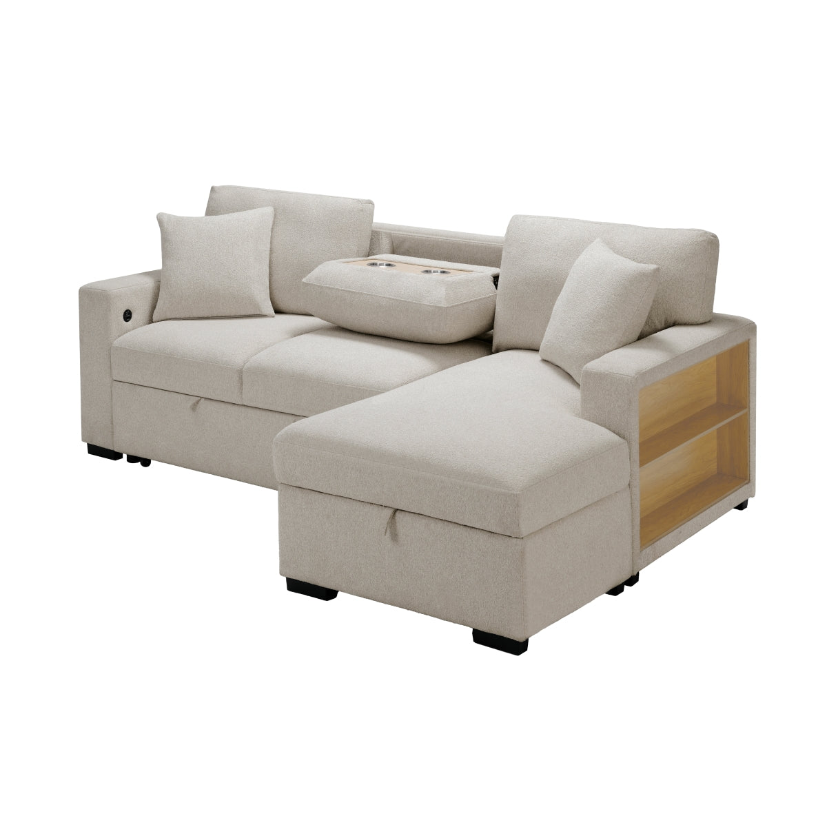 Pompano Collection Sectional Sleeper in Beige | CastleUp Experience Centre Online Furniture