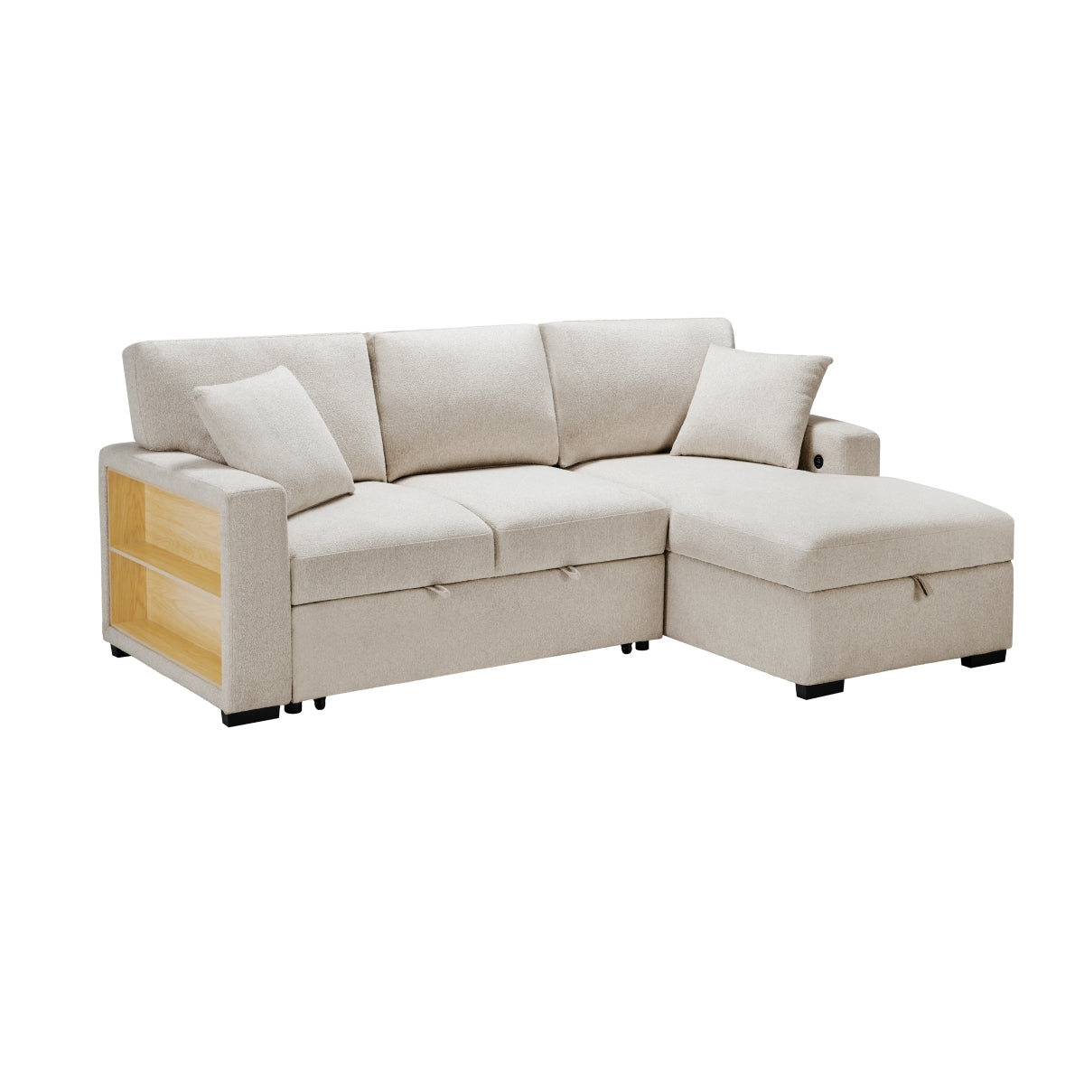 Pompano Collection Sectional Sleeper in Beige | CastleUp Experience Centre Online Furniture