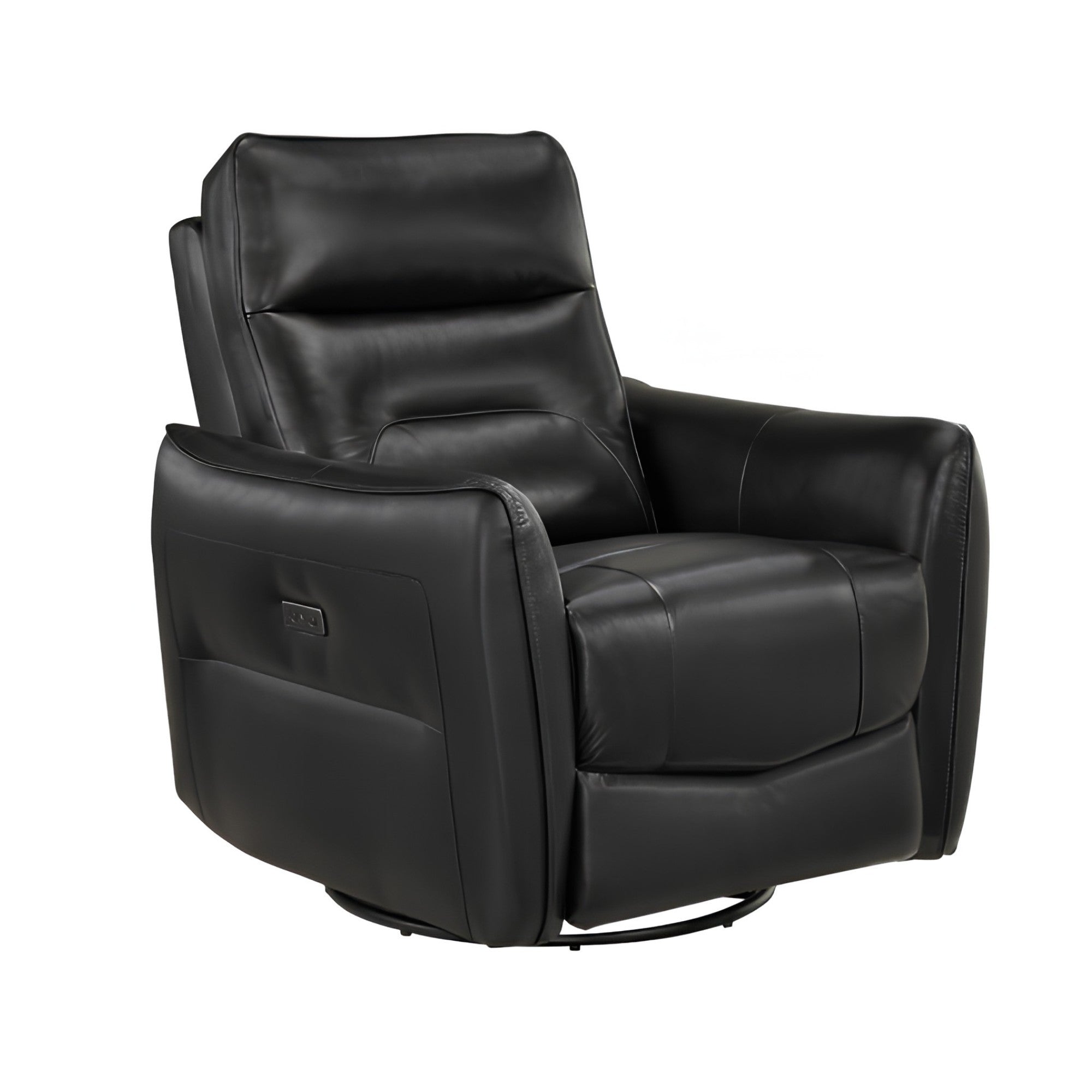 Thomas Black Leather Power Swivel Glider Reclining Chair