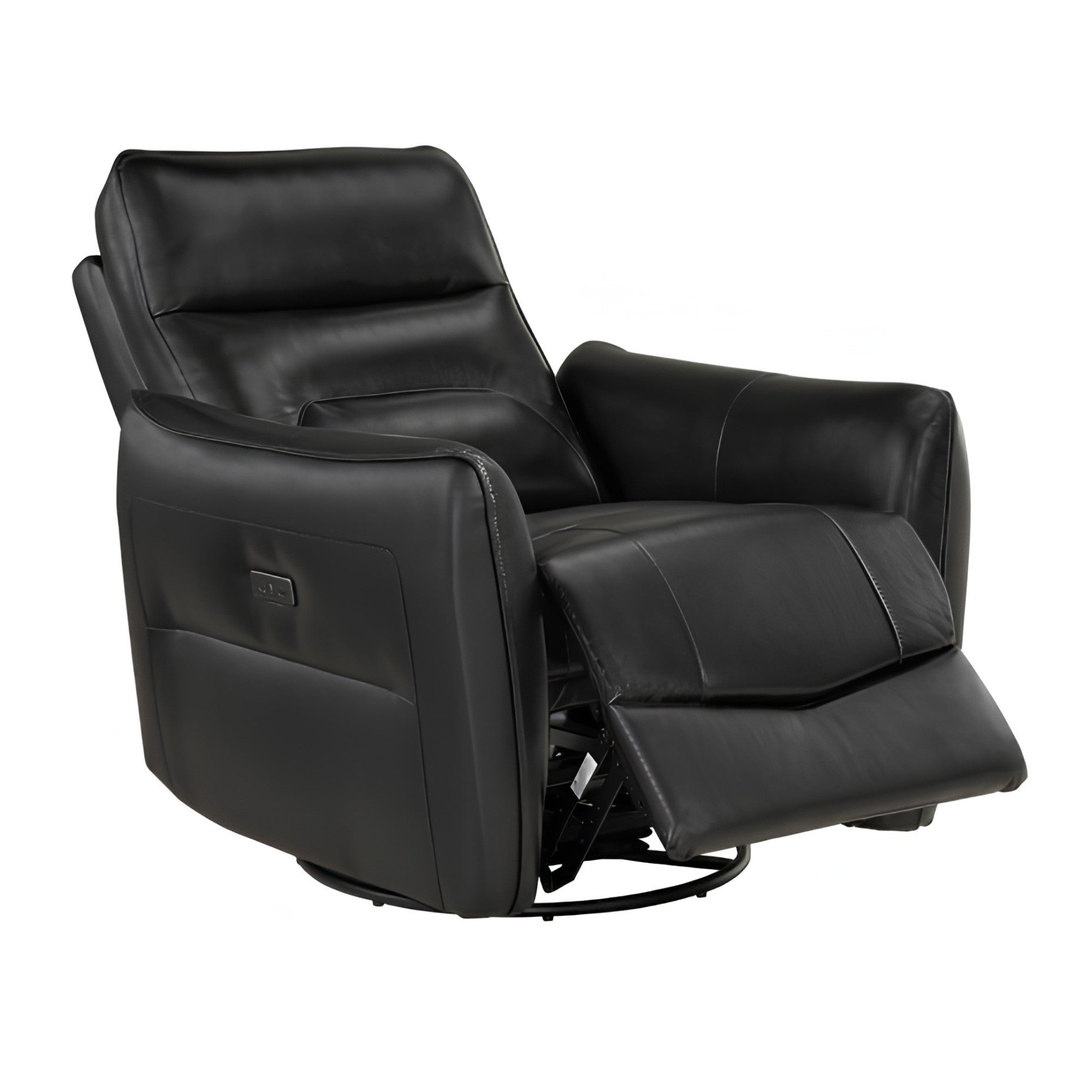Thomas Black Leather Power Swivel Glider Reclining Chair