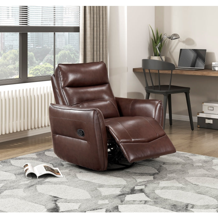 Thomas Brown Leather Power Swivel Glider Reclining Chair