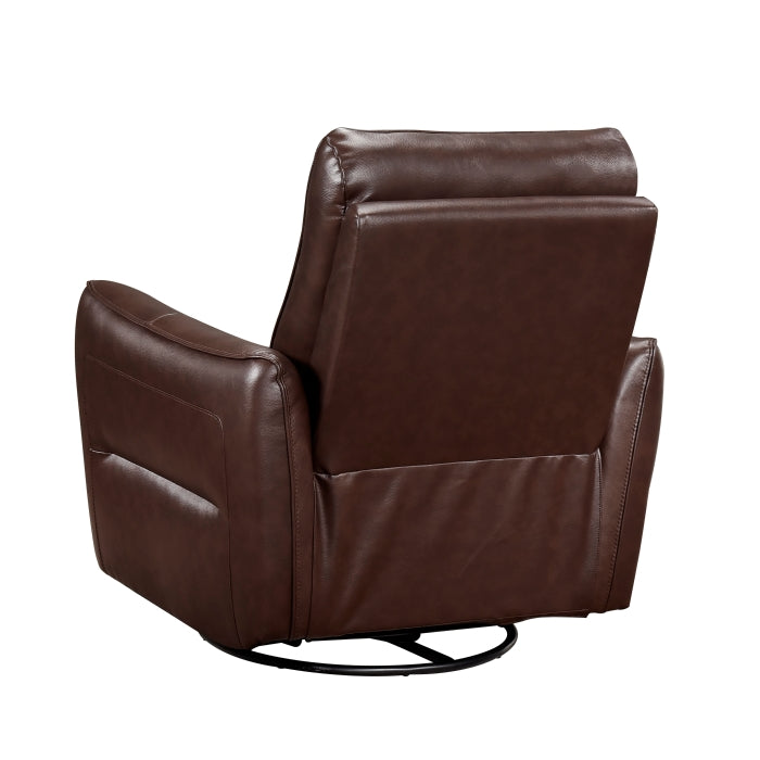 Thomas Brown Leather Power Swivel Glider Reclining Chair