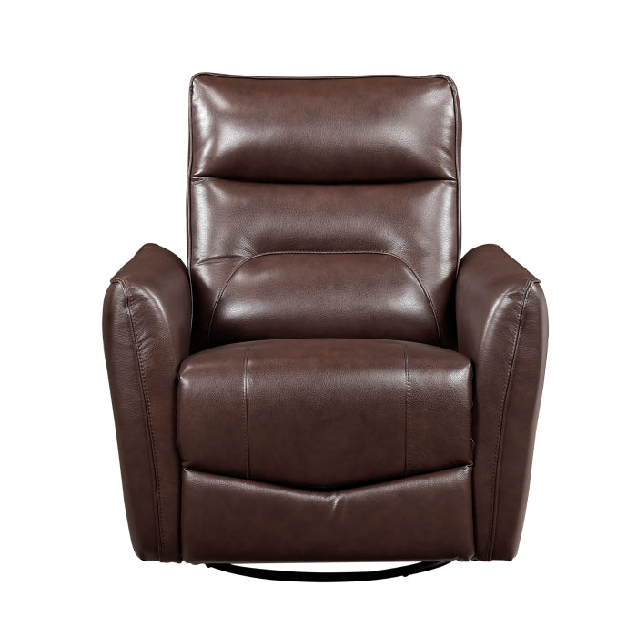 Thomas Brown Leather Power Swivel Glider Reclining Chair