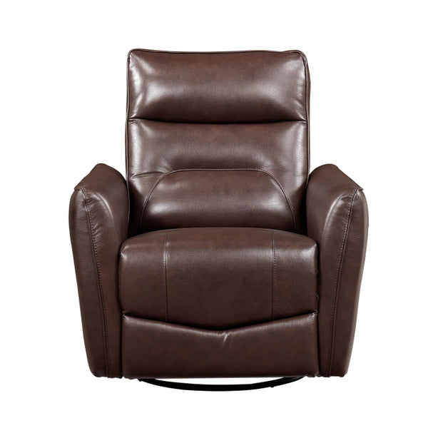 Thomas Brown Leather Power Swivel Glider Reclining Chair
