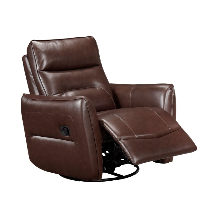Thomas Brown Leather Power Swivel Glider Reclining Chair