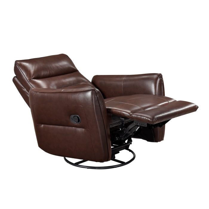 Thomas Brown Leather Power Swivel Glider Reclining Chair