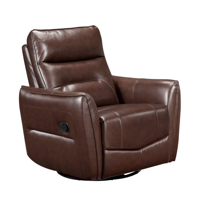 Thomas Brown Leather Power Swivel Glider Reclining Chair