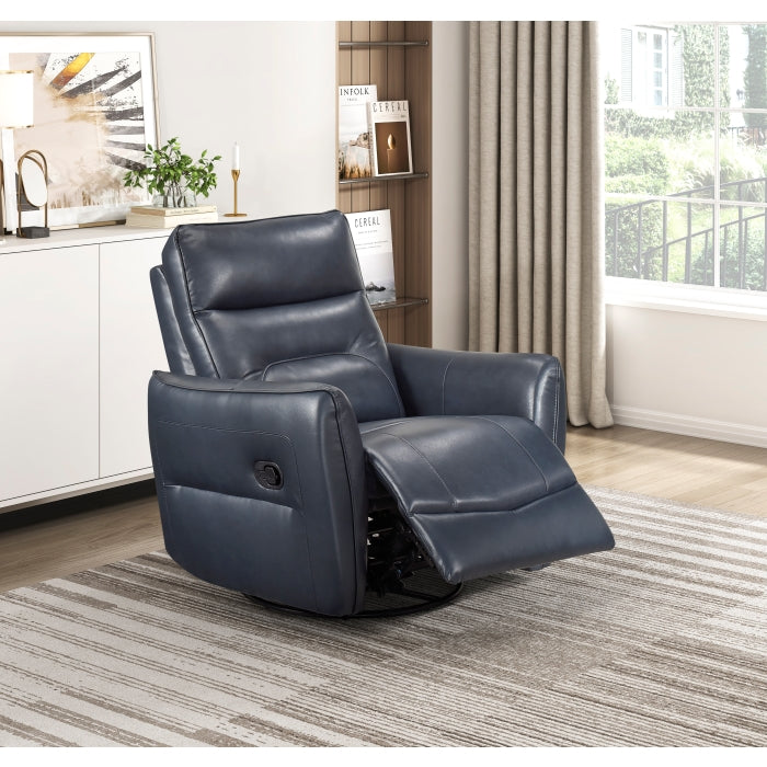 Thomas Blue Leather Power Swivel Glider Reclining Chair