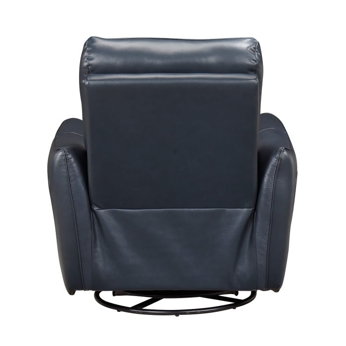 Thomas Blue Leather Power Swivel Glider Reclining Chair