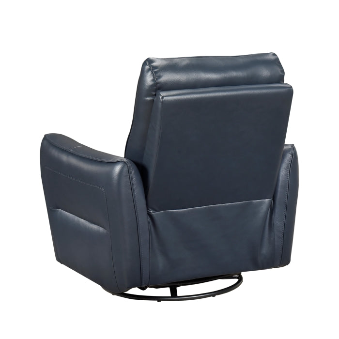 Thomas Blue Leather Power Swivel Glider Reclining Chair